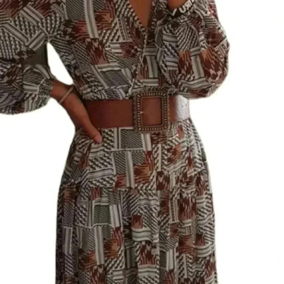 Western Boho Brown Vegan Leather Wide Oversized Belt - Picture 3 of 6